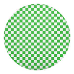 White And Green Checkered Print Round Blanket