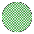 White And Green Checkered Print Round Floor Mat