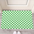 White And Green Checkered Print Rubber Doormat