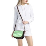 White And Green Checkered Print Saddle Bag