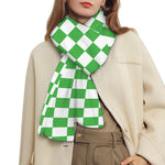 White And Green Checkered Print Scarf