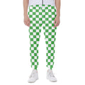 White And Green Checkered Print Joggers