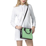 White And Green Checkered Print Shoulder Handbag