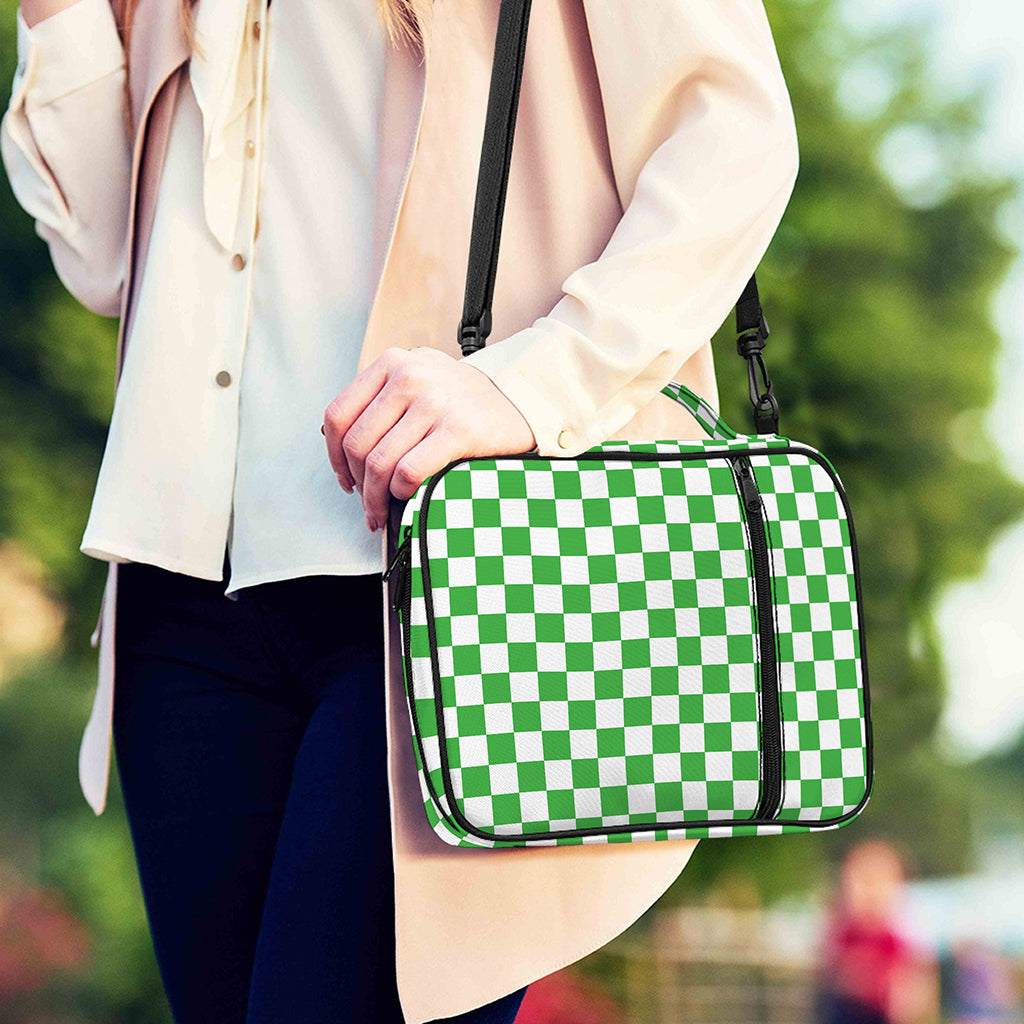 White And Green Checkered Print Shoulder Strap Bible Bag