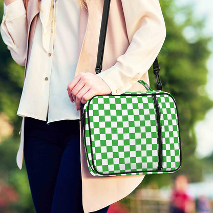 White And Green Checkered Print Shoulder Strap Bible Bag