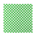 White And Green Checkered Print Silk Bandana