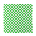 White And Green Checkered Print Silk Bandana