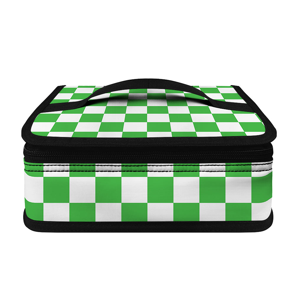 White And Green Checkered Print Small Lunch Bag