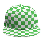 White And Green Checkered Print Snapback Cap