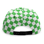White And Green Checkered Print Snapback Cap