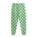 White And Green Checkered Print Sweatpants