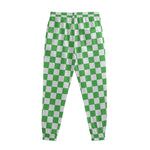 White And Green Checkered Print Sweatpants