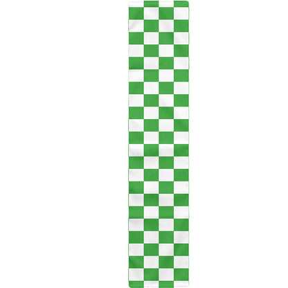 White And Green Checkered Print Table Runner