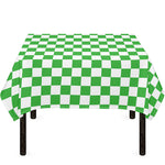 White And Green Checkered Print Tablecloth