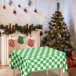 White And Green Checkered Print Tablecloth