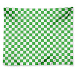 White And Green Checkered Print Tapestry