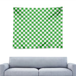 White And Green Checkered Print Tapestry