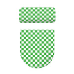White And Green Checkered Print Toilet Lid And Tank Cover Set