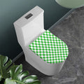 White And Green Checkered Print Toilet Lid Cover