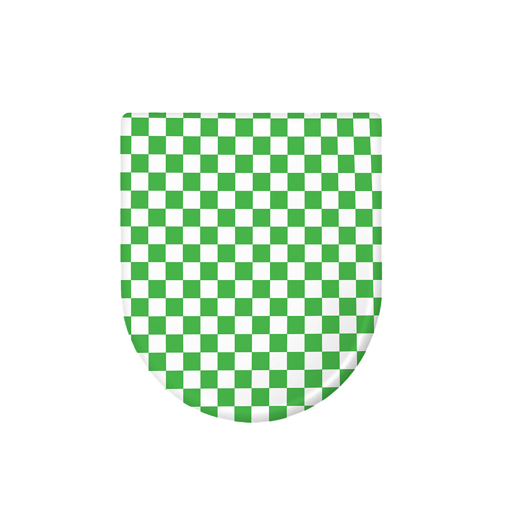 White And Green Checkered Print Toilet Lid Cover