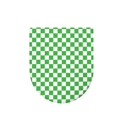 White And Green Checkered Print Toilet Lid Cover