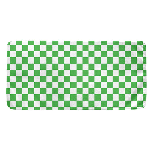 White And Green Checkered Print Towel