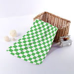 White And Green Checkered Print Towel