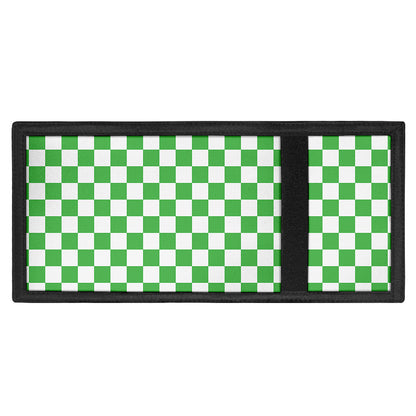 White And Green Checkered Print Trifold Wallet