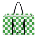 White And Green Checkered Print Utility Tote Bag