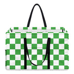 White And Green Checkered Print Utility Tote Bag