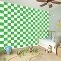 White And Green Checkered Print Wall Sticker