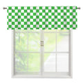 White And Green Checkered Print Window Valance