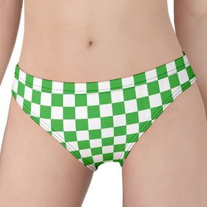 White And Green Checkered Print Women's Panties