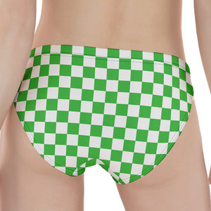 White And Green Checkered Print Women's Panties