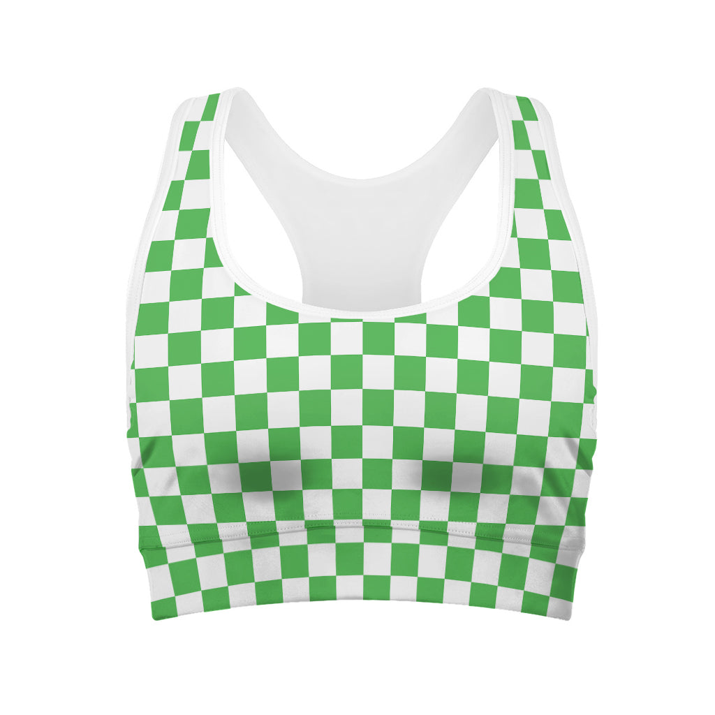 White And Green Checkered Print Women's Sports Bra – GearFrost