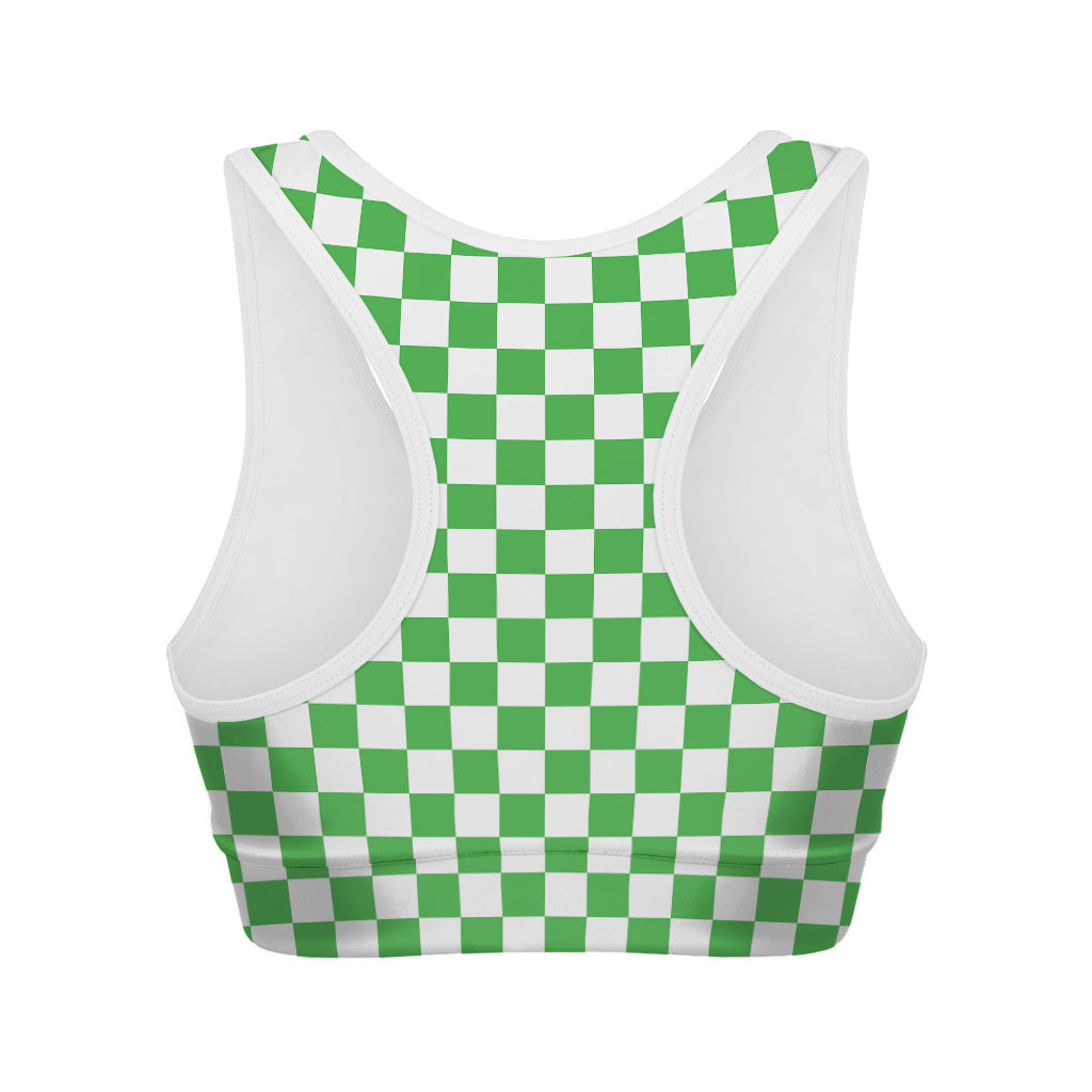 White And Green Checkered Print Women's Sports Bra – GearFrost