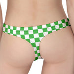 White And Green Checkered Print Women's Thong