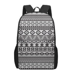 White And Grey Aztec Pattern Print 17 Inch Backpack