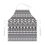 White And Grey Aztec Pattern Print Adjustable Apron