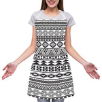 White And Grey Aztec Pattern Print Adjustable Apron
