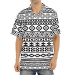 White And Grey Aztec Pattern Print Aloha Shirt