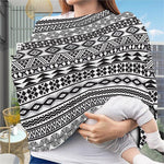 White And Grey Aztec Pattern Print Baby Seat Cover