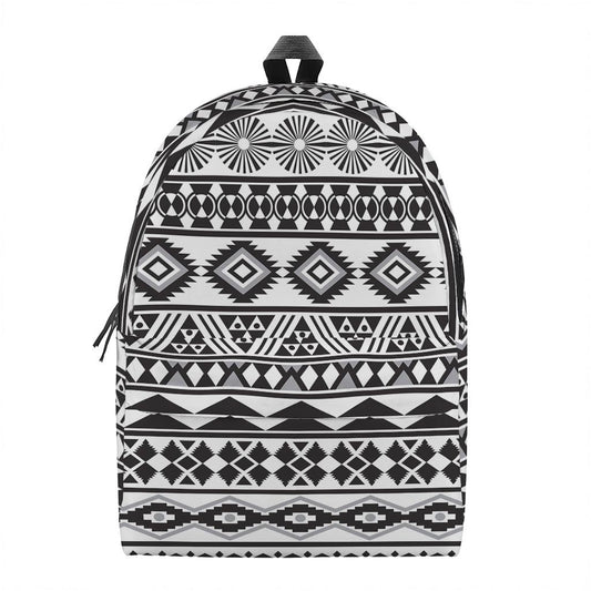 White And Grey Aztec Pattern Print Backpack