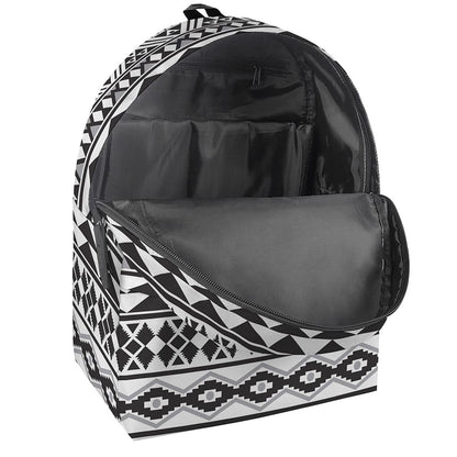 White And Grey Aztec Pattern Print Backpack