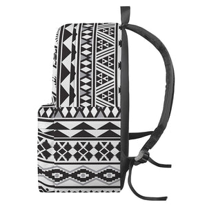 White And Grey Aztec Pattern Print Backpack