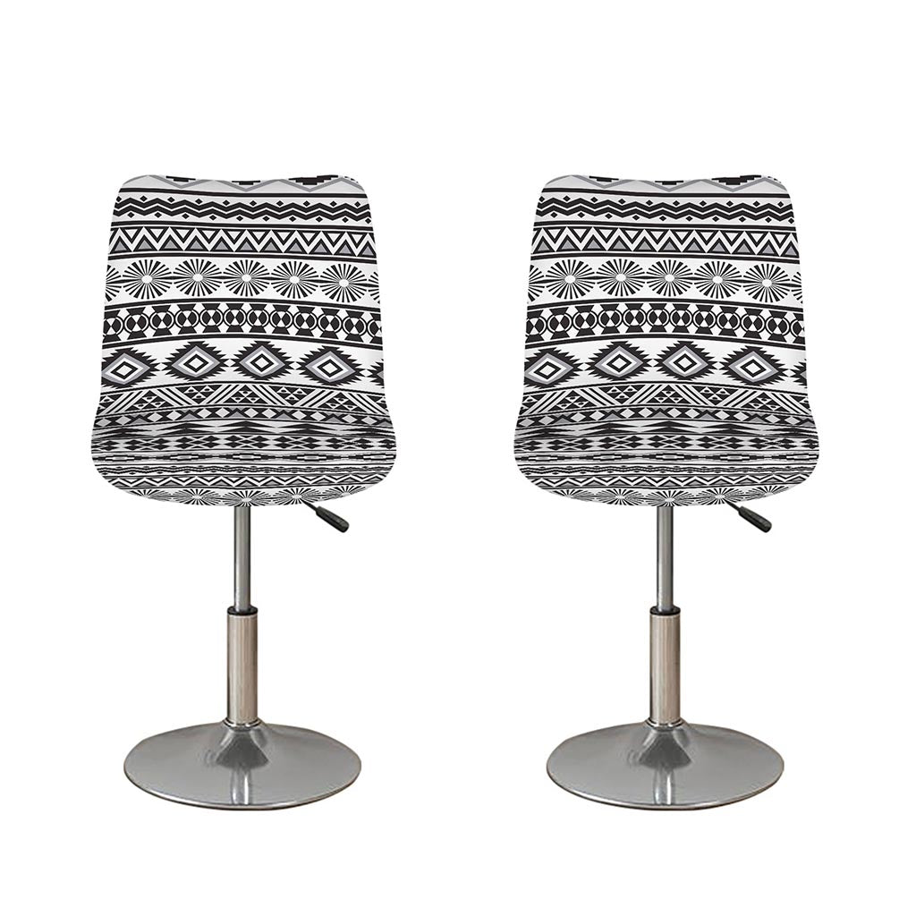 White And Grey Aztec Pattern Print Bar Stool Covers