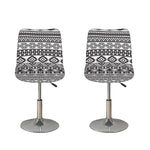 White And Grey Aztec Pattern Print Bar Stool Covers