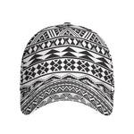 White And Grey Aztec Pattern Print Baseball Cap