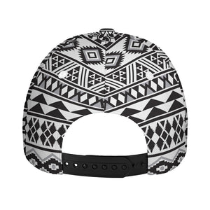 White And Grey Aztec Pattern Print Baseball Cap