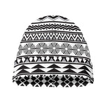 White And Grey Aztec Pattern Print Beanie